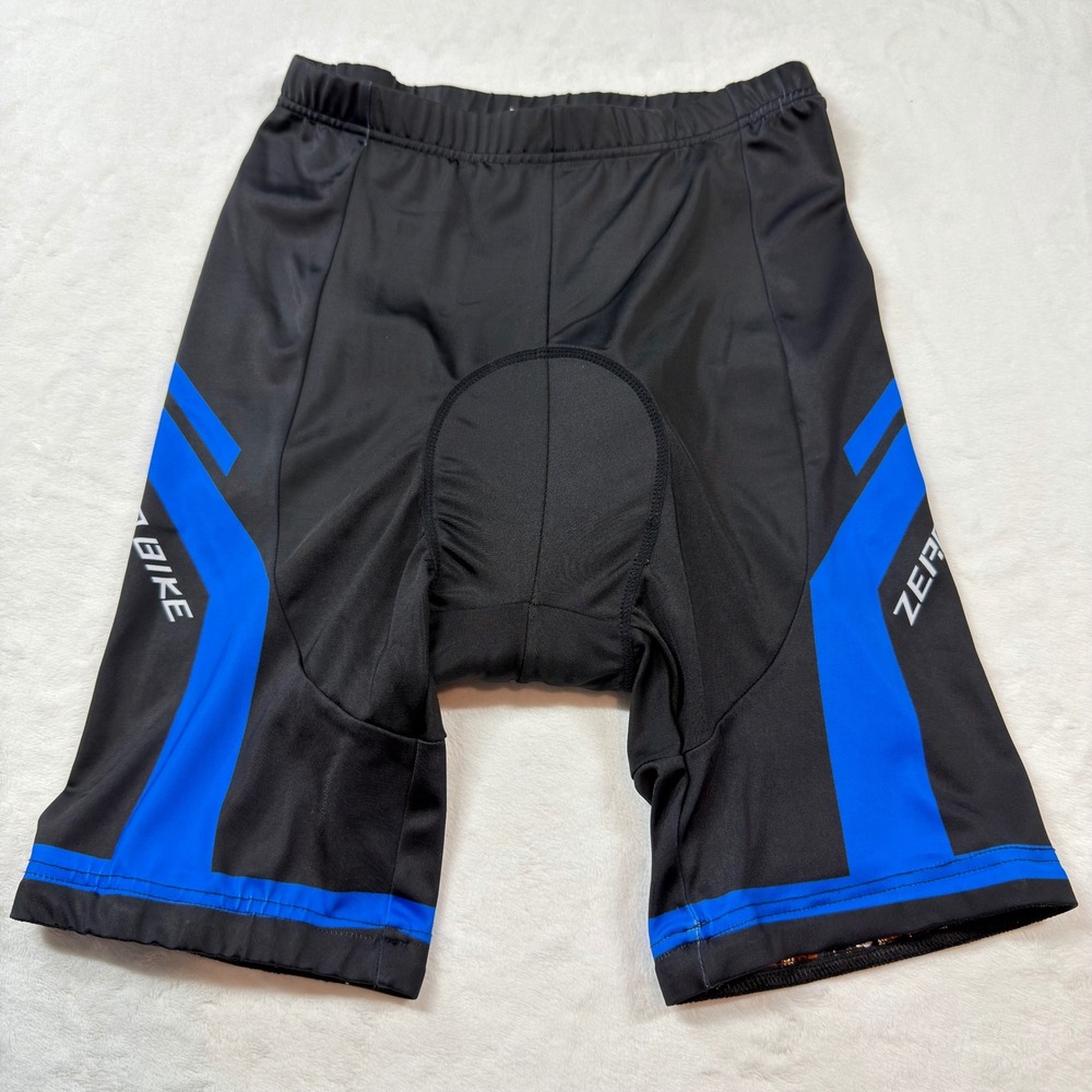 Zero Bike Padded Cycling Shorts Mens Large Black Blue Gel Padded Good Condition‎